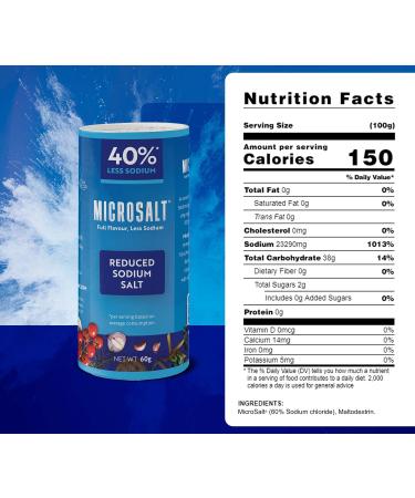 Microsalt 40% Less Sodium Salt Regular Salt Substitute Seasoning Salt for Snacks Full Flavor Less Sodium (60 g. Pack of 2) - Buy Online on GoSupps.com