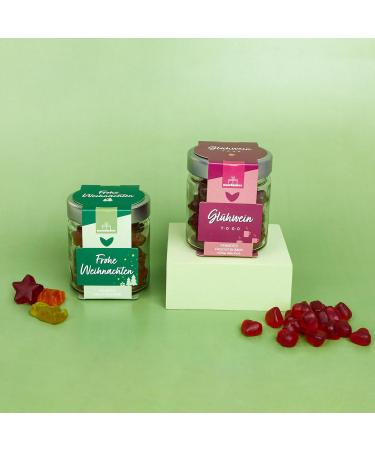  naschlabor Set of 2 Christmas candies in a glass | Premium fruit gummies in a gift jar | 240g of gummy bears for gifting | Perfect for the Christmas season | Gift for - Buy Online on GoSupps.com