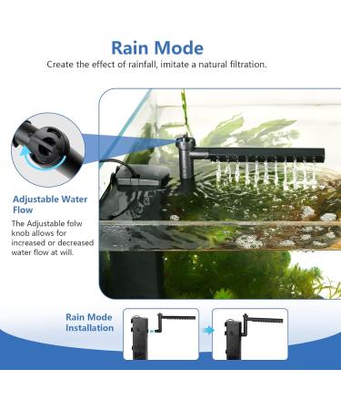 Hygger Aquarium Internal Filter 220L/H - 3W Turtle Filter with Adjustable Flow & Ceramic Filter Balls for 20-40L Aquariums - Buy Online on GoSupps.com