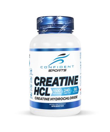 CONFIDENT SPORT Creatine HCl Capsules - 100% Pure Creatine HCl - Boosts Power Strength Muscle Mass and Recovery - Pharmaceutical Grade Creatine Pills - 240 Count - 120 Servings 240 count (Pack of 1)