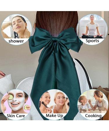 ZhongShuang Green Hair Bow Green Big Hair Bows for Women Solid Color Bow Hair Clips with Long Ribbon French Barrette Clip Soft Satin Silky Hair Bows Cute Gifts for Women Girls - Buy Online on GoSupps.com