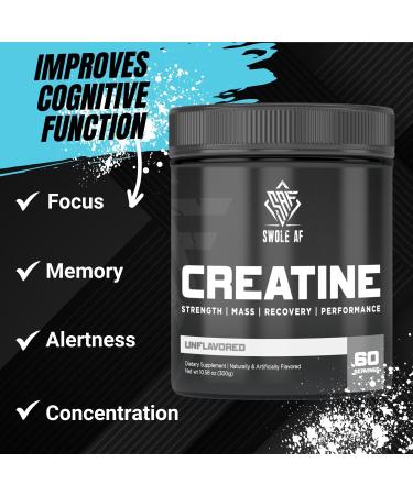 Swole AF Creatine Mono | Pre & Post Workout Supplement for Muscle Gain & Recovery | Boost Strength Power & Performance - Buy Online on GoSupps.com
