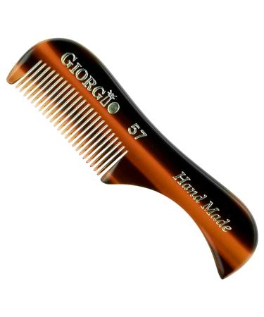 Giorgio G57 Extra Small 2.75 Inch Men's Fine Toothed Beard and Mustache Comb for Facial Hair Grooming and Styling. Wallet Pocket Comb Handmade of Quality Durable Cellulose, Saw-Cut and Hand Polished 1 Pack Tortoiseshell