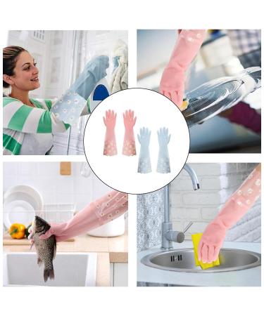 2 Pairs Medium Rubber Washing Up Gloves with Long Cuff for Household Cleaning - Dishwashing and Kitchen Gloves - Buy Online on GoSupps.com