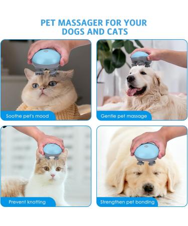 Brifit Electric Scalp Massager - USB Charging Head Massage Device with 4 Kneading Heads 3 Modes IPX6 Waterproof for Dogs & Body Relaxation - Portable Blue - Buy Online on GoSupps.com