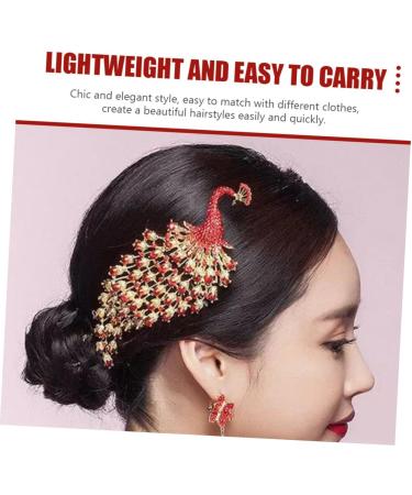 Housoutil Peacock Crown Hair Comb Pearl Hair Accessories Bridal Peafowl Headpieces Bridal Hair Comb Peacock Accessories Tiara Wedding Rhinestone Hair Combs Red Bride Zinc Alloy Rhinestones - Buy Online on GoSupps.com