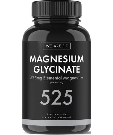 Magnesium Glycinate 525 mg Elemental Complex -125% DV High Absorption Bioavailable Supplement to Support Magnesium Levels Vegan & Non-GMO 120 Veggie Caps