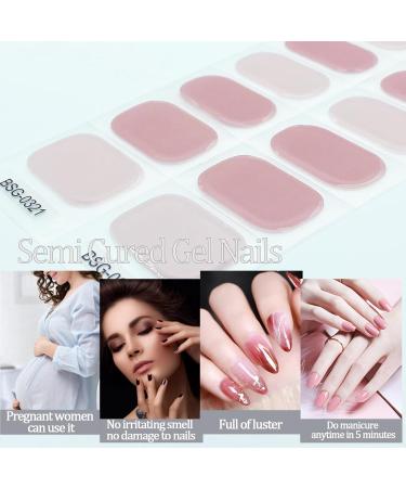 Gel Nail Stickers Semi Cured Gel Nails - 16PCS Stickers Nail Wraps Soft Self-Adhesive - Semi Cured Gel Nail Wraps Gel Nail Stickers - Glossy & Long Lasting Gel Nail Stickers Need UV Light (Nude) - Buy Online on GoSupps.com