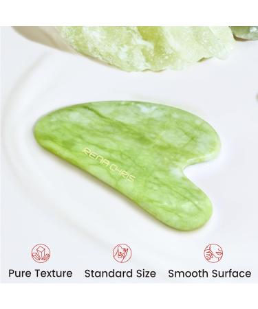 Rena Chris Gua Sha Facial Tools - Natural Jade Stone Massage for Jawline Sculpting & Puffiness Reduction | Mint Green Skin-Care Tool - Buy Online on GoSupps.com