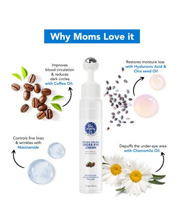 Natural Vita Rich Under Eye Cream - Reduces Dark Circles & Puffiness | The Moms Co. | Soothing Massage Roller with Coffee Oil & Vitamins | Ideal for Sensitive Skin | 15 gm - Buy Online on GoSupps.com