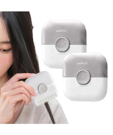 2Pcs Split Ends Hair Trimmer for Women 2 in 1 Mini Portable Cute Hair Cutting Comb Detachable Dustproof Knob Adjustable Blade Hair Cutting Tools