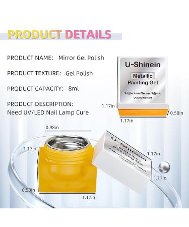 U-Shinein 2x8ml Metallic Silver Painted Gel Nail Polish Kit | 3D Metal Painting Gel for Mirror Finish | DIY Nail Art Manicure Set with Nail Brush - Color 06 - Buy Online on GoSupps.com