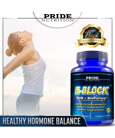 Pride Nutrition E-Block Estrogen Blocker 60 Capsules - Hormone Balance Supplement for Men & Women - Menopause Acne Gynecomastia Support - Buy Online on GoSupps.com