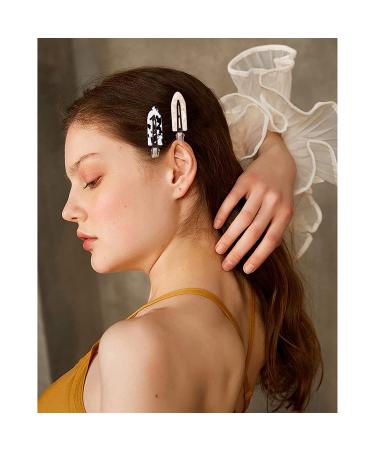 Magicsky 10PCS No Bend Hair Clips - Acrylic Resin Flat Clips for Styling, No Crease Curl Pins, Leopard White Black - Hairstyle Accessories for Women and Girls - Buy Online on GoSupps.com
