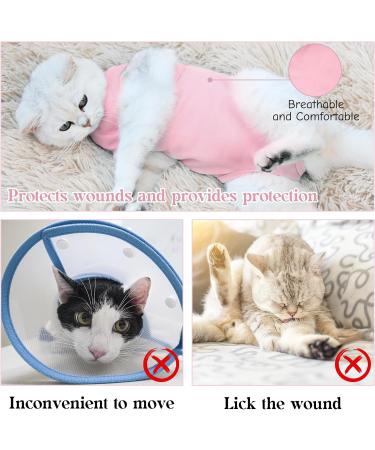 HACRAHO Cat Professional Recovery Suit 1 Pack Pink E-Collar Cat Wound Surgery Recovery Suit Soft Breathable Cat Recovery Clothes After Surgery Wear for Cats Kitten M M Pink - Buy Online on GoSupps.com