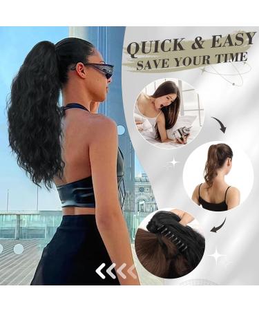 BARSDAR Red Ponytail Extension 18'' Burgundy - Long Curly Wavy Claw Clip Synthetic Hairpiece for Women - Ideal for Daily Use, Party, Halloween - Buy Online on GoSupps.com