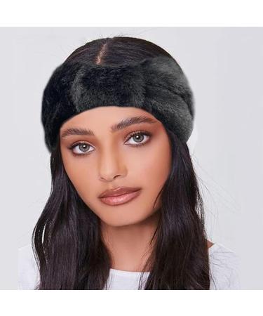 amangul Woman Girls Plush Wide Knot Headbands Elastic Makeup Headband Stretch Soft Yoga Sports Washing Face Hairband Slip(Black) - Buy Online on GoSupps.com