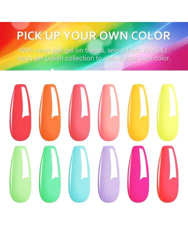 AIMEILI Neon Gel Nail Polish Set 8ml 12 Colours Spring Summer Pink Red Orange Green Blue Purple Gel Polish Soak Off UV LED Gel Nail Polishes Nail Art Gel Polish Gift Kit 26 KIT12-26_8ML 8 ml (Pack of 12) - Buy Online on GoSupps.com