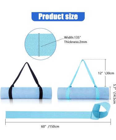 2 Pack Adjustable Yoga Mat Carrier Straps - Easy Cinch Sling for Large Mats - Cotton Exercise Band - Light Blue/Black - Buy Online on GoSupps.com