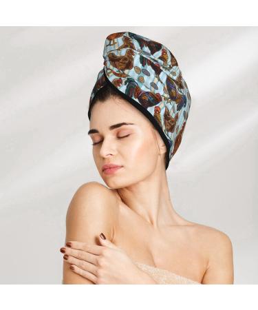 Beautiful Color Rooster Microfiber Hair Towel | Soft Super Absorbent Coral Velvet Wrap for Long Curly & Thick Hair - Quick Dry Solution - Buy Online on GoSupps.com