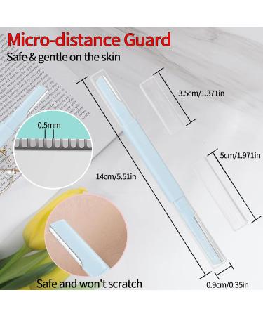 Eyebrow Razor & Face Shaver for Women & Men - Double-headed Dermaplaning Tool for Facial Hair Removal - Protective Blade Cover - Blue - Buy Online on GoSupps.com