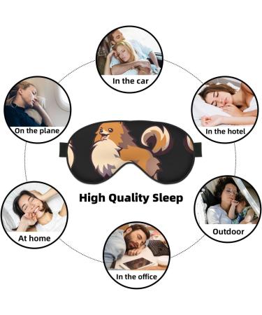 Shop Cartoon Pomeranian Dog Print Unisex Sleep Mask | Soft Comfort Eye Shade for Travel Yoga & Shift Work - Buy Online on GoSupps.com