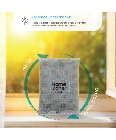Home Zone Living CleanAura Deodorizing Bamboo Activated Charcoal Filter Bag Set of 4 - Eco-Friendly Odor Eliminator for Home & Travel - Buy Online on GoSupps.com