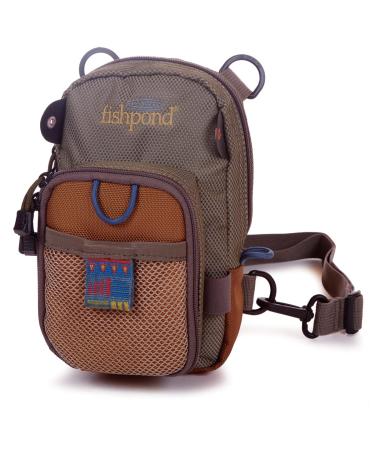 fishpond San Juan Vertical Fly Fishing Chest Pack Bag with Padded Neck Strap Saddle Brown