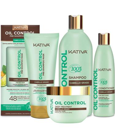  KATIVA Kativa Oil Control Kit for Oily Hair 3 x 50 ml | Contains: pre-shampoo shampoo and conditioner | Controls oily partings | Purifying Clay a blend of citrus fruits and menthol - Buy Online on GoSupps.com