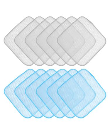 volumoon Polyester Dish Cloths for Kitchen 12 Pcs Dish Washing Net Cloths Scrubbers Wash Cloths Non-Stick Scrubbers Wash Cloths Odor Free/Quick Dry for Kitchen Dishwashing Washing Up (Grey+Blue)