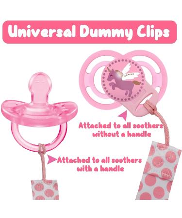 Dudoct 8 Pcs Dummy Clips for Girls | Baby Pacifier Holder Straps with Plastic Clasp & Silicone Ring Adapter | Fits All Dummies, Soothers, Teething Toys | Newborn Essentials - Buy Online on GoSupps.com