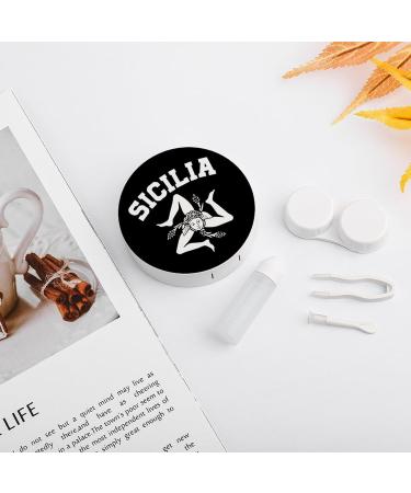 Buy Sicilian Trinacria Contact Lens Case - Portable Round Storage Box with Mirror for Travel | Cute Daily Outdoor Accessory - Buy Online on GoSupps.com