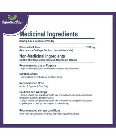 Infinitree Chondroitin Sulfate Classic 1200mg - Triple Strength Joint Pain Relief & Cartilage Support - Bovine Source Non-GMO Gluten-Free Made in Canada - 2-Month Supply - Buy Online on GoSupps.com