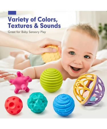 Montessori Sensory Balls for Babies 6-12 Months | Baby Rattle & Textured Hand Catching Toys for Toddlers 1-3 | Colorful Balls for Baby Development 3-6 9 Months Old - Buy Online on GoSupps.com