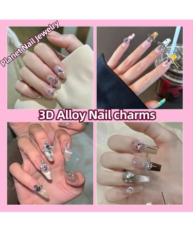 Shop Tatiwoo 56 Pcs Silver Nail Charms & Gems | Luxury Rhinestone Planet Heart Nail Art - International Shipping - Buy Online on GoSupps.com
