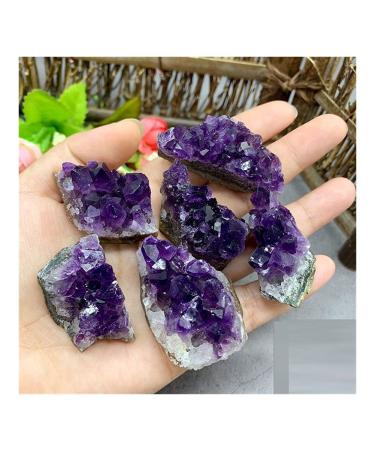 Natural Raw Amethyst Cluster Quartz Purple Crystal Cluster Stone Home Decoration Crafts Decoration Ornament Natural Decoration ERTEYIN (Color : Amethyst Cluster Size : 95-120g) 95-120g Amethyst Cluster
