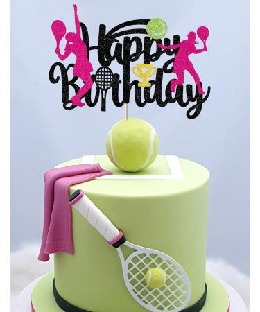 Women's Tennis Cake Topper for Girls Tennis Happy Birthday Cake Toppers Decorations Glitter Girl Tennis Theme Birthday Party Supplies - Buy Online on GoSupps.com
