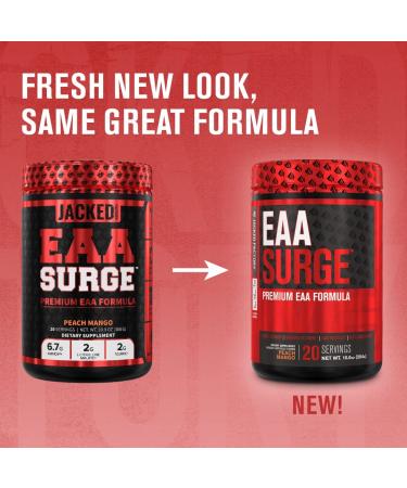 EAA Surge Premium EAA Supplement - Peach Mango, 20 Servings - Muscle Building, Strength, Pumps, Endurance, Recovery Formula with 9 Essential Amino Acids, L-Citrulline, and Taurine - Buy Online on GoSupps.com