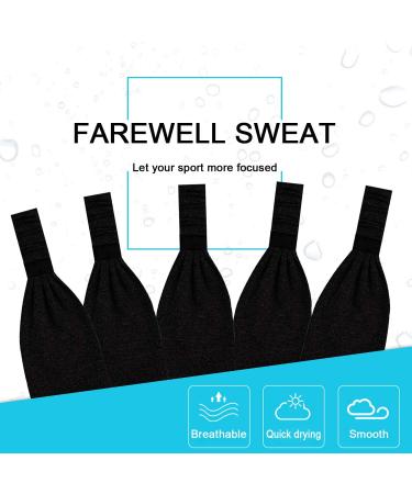 5-Pack Women's Non Slip Workout Headbands - Moisture Wicking & Stretchy Hairbands for Yoga, Fitness & Travel - Black - Buy Online on GoSupps.com