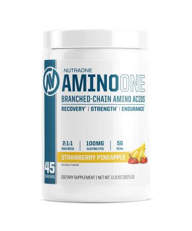 AminoOne Branched-Chain Amino Acids Post Workout Recovery Premium Hydration Build Muscle Strawberry Pineapple*