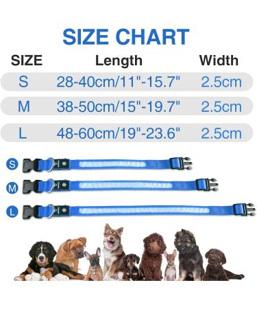 MASBRILL LED Dog Neck Band - Waterproof USB Charging Adjustable Safety Collar for Small & Medium Dogs - 3 Lighting Modes - Blue - M (38-50cm) - Buy Online on GoSupps.com