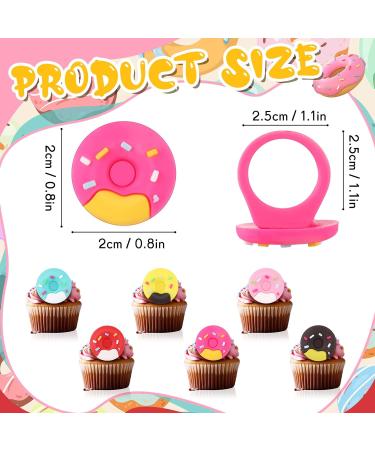 Shappy 48 Pcs Donut Cupcake Rings Donut Cupcake Toppers Multicolored Donut Party Favors Donut Party Supplies Cupcake Party Decoration for Women Wedding Birthday Shower Sweet Dessert Cake Gift 6 Style - Buy Online on GoSupps.com