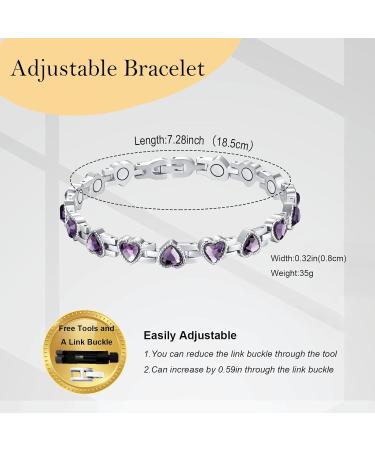 Magnetic Bracelets for Women - Purple Stainless Steel Heart-Shaped Zircon Jewelry | International Shipping Available - Buy Online on GoSupps.com