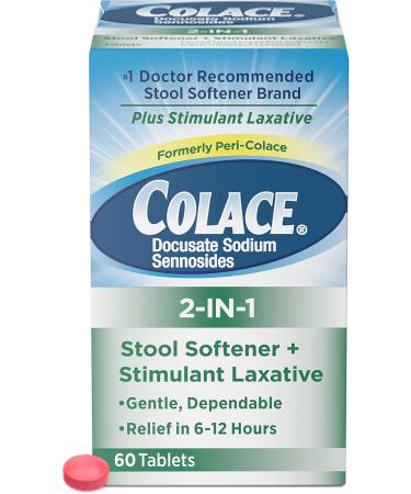 Colace 2-in-1 Stool Softener + Stimulant Laxative 60 Tablets (Pack of 6) - Buy Online on GoSupps.com