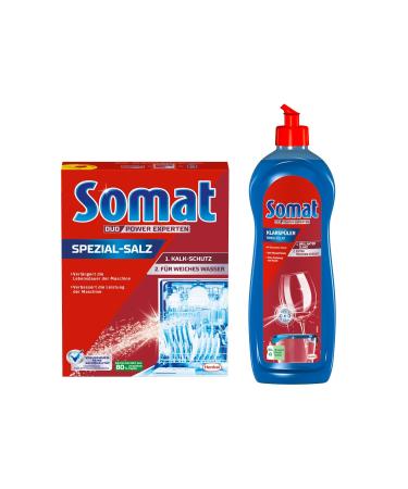 Somat dishwasher care SET rinse aid 750ml & special salt 1.2Kg water - Buy Online on GoSupps.com