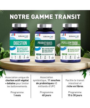 PSYLLIUM 2000 mg Granions PSYLLIUM BLOND 2000mg Transit Digestive Comfort Constipation Bloating 60 Capsules - Buy Online on GoSupps.com