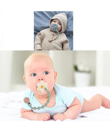 Personalized 2-Part Pacifier Chain for Boys & Girls | Cotton Baby Pacifier Clip | Customized Name | Green & Pink Design - Buy Online on GoSupps.com