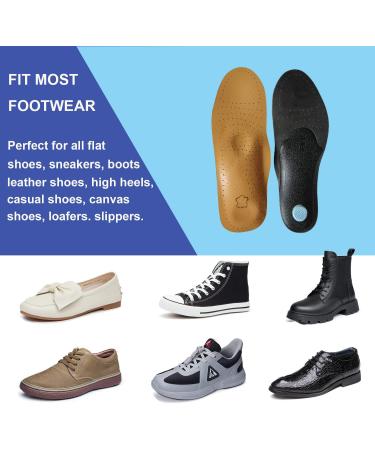 Men's Thin Leather Insoles for Flat Feet & Plantar Fasciitis - Arch Support Replacement Soles in Yellow - Size 10.5-11 M US - Buy Online on GoSupps.com