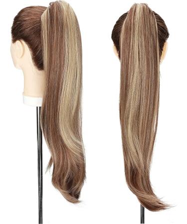 22" Claw On Ponytail Extensions Slightly Wavy Tails Clip In Hairpieces Long Curly Ponytail Synthetic For Women Ladies Light Brown & Ash Blonde - Buy Online on GoSupps.com