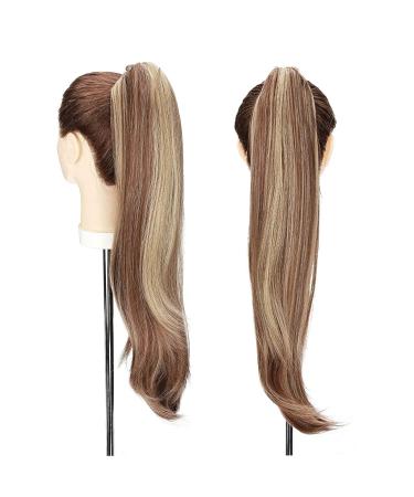 55cm Ponytail Extension | Heat-Resistant Clip-In Braid | Light Brown & Ash Blonde Micro-Wavy Hair - Buy Online on GoSupps.com
